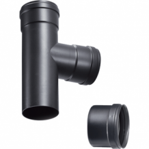 T-stuk F/F afvoermateriaal pelletkachel zwart 80mm
